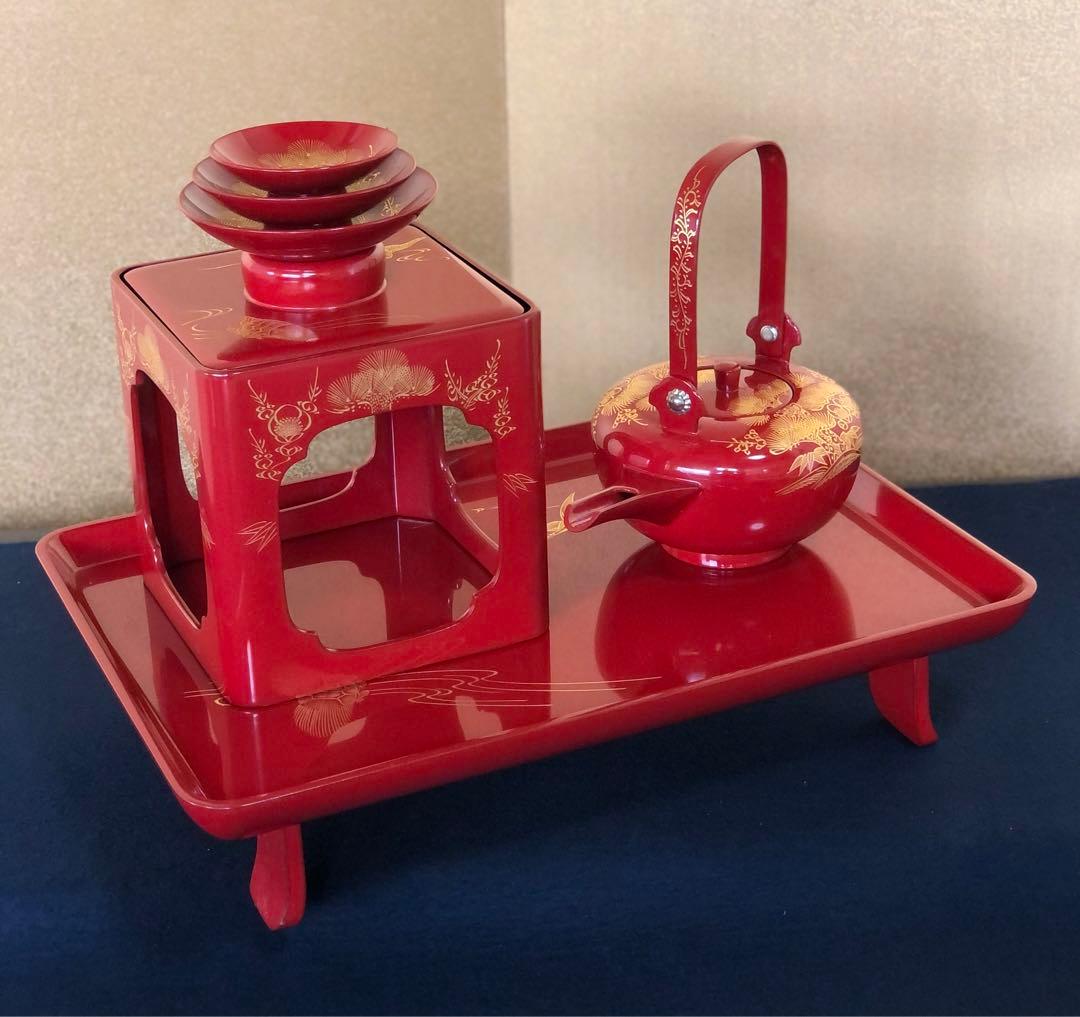 《R》輪島塗 屠蘇器 三ツ揃 沈金松竹梅 木製漆器 木箱　251218か1