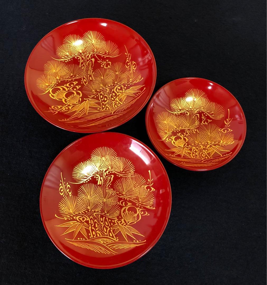 《R》輪島塗 屠蘇器 三ツ揃 沈金松竹梅 木製漆器 木箱　251218か1