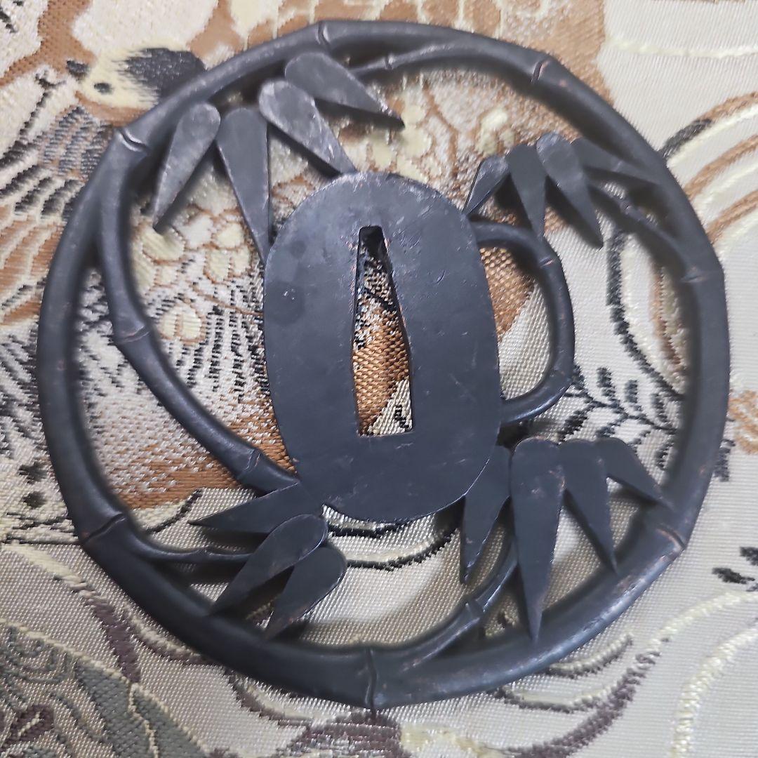 竹透かし鍔　縦87mm横87mm厚さ4mm　刀装具