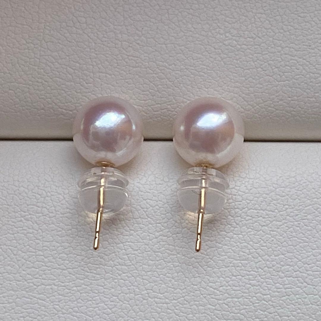 1942美品❣️花珠から天女級のテリ❣️K18❣️あこや真珠7.5-8mm ピアス