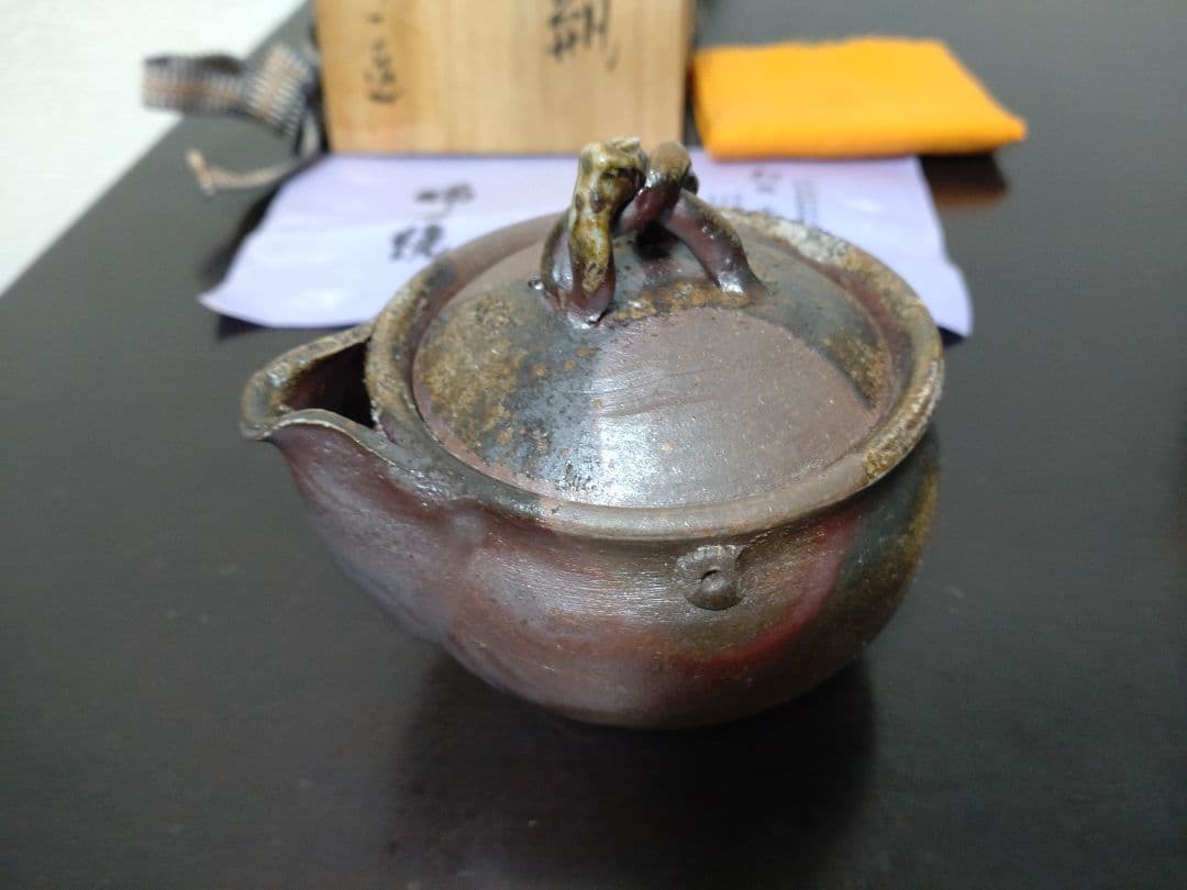 【未使用】 備前焼　奥本健一 宝瓶 共箱