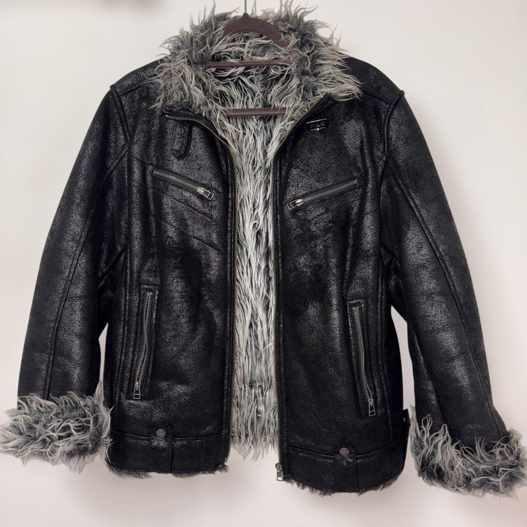 d*7様 ボリュームファー 合皮 レザー y2k グランジ　平成　ギャル　パンク