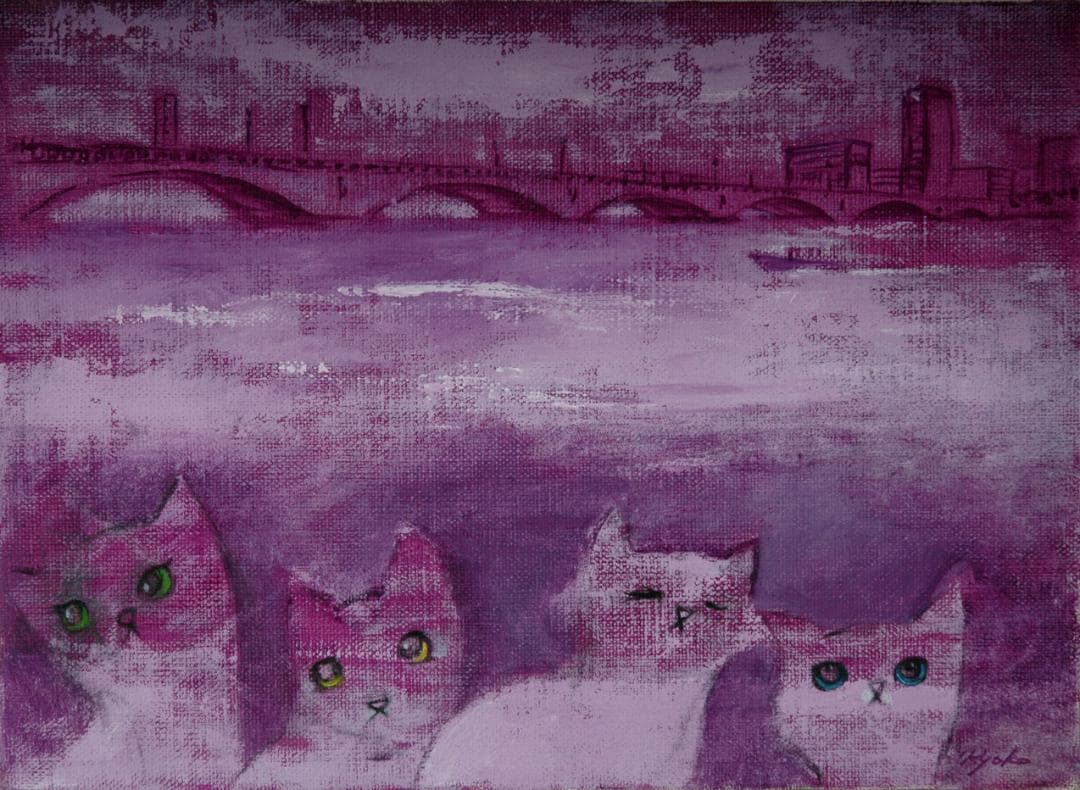 油絵 菅家令子 絵 絵画 インテリア 額付(銀) F4-050920 可愛い子猫