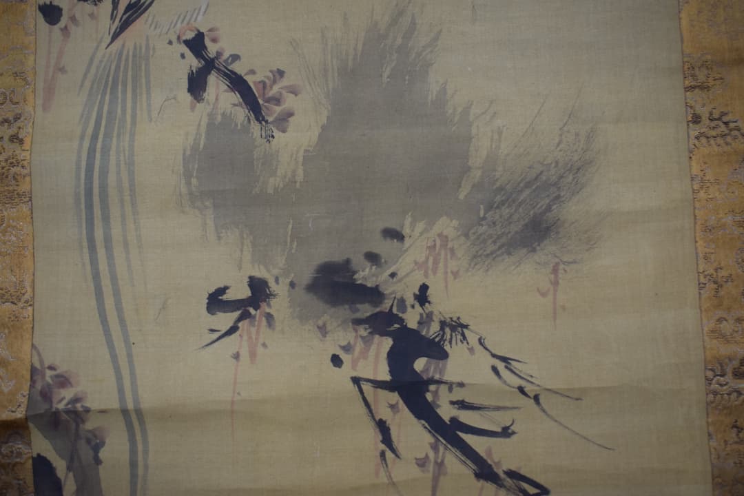 【真作】谷文晁/写山楼/老松寿帯鳥図/尾長鳥図/掛軸☆宝船☆Y-342　JM