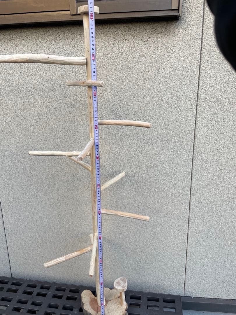 国産ヒノキ　鳥用止まり木　スタンド　アスレチック　約113センチ