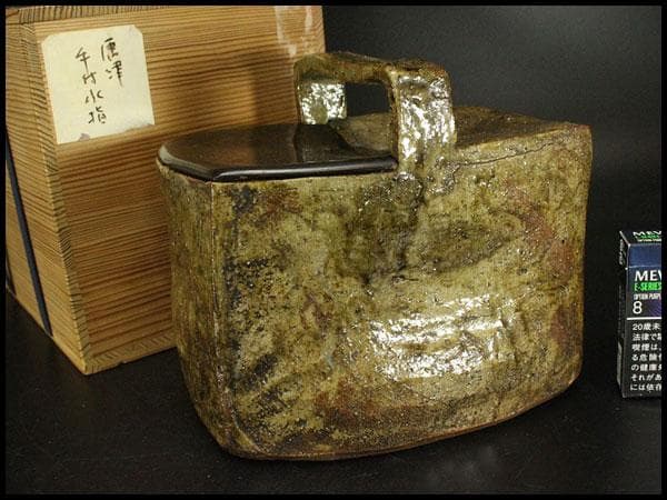 茶道具 古唐津 手付 水指(ZE568)