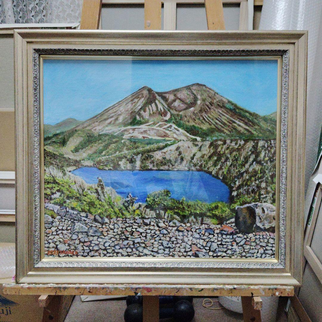 絵画、初夏の韓国岳から見た霧島の山、F10号、佐原聖春