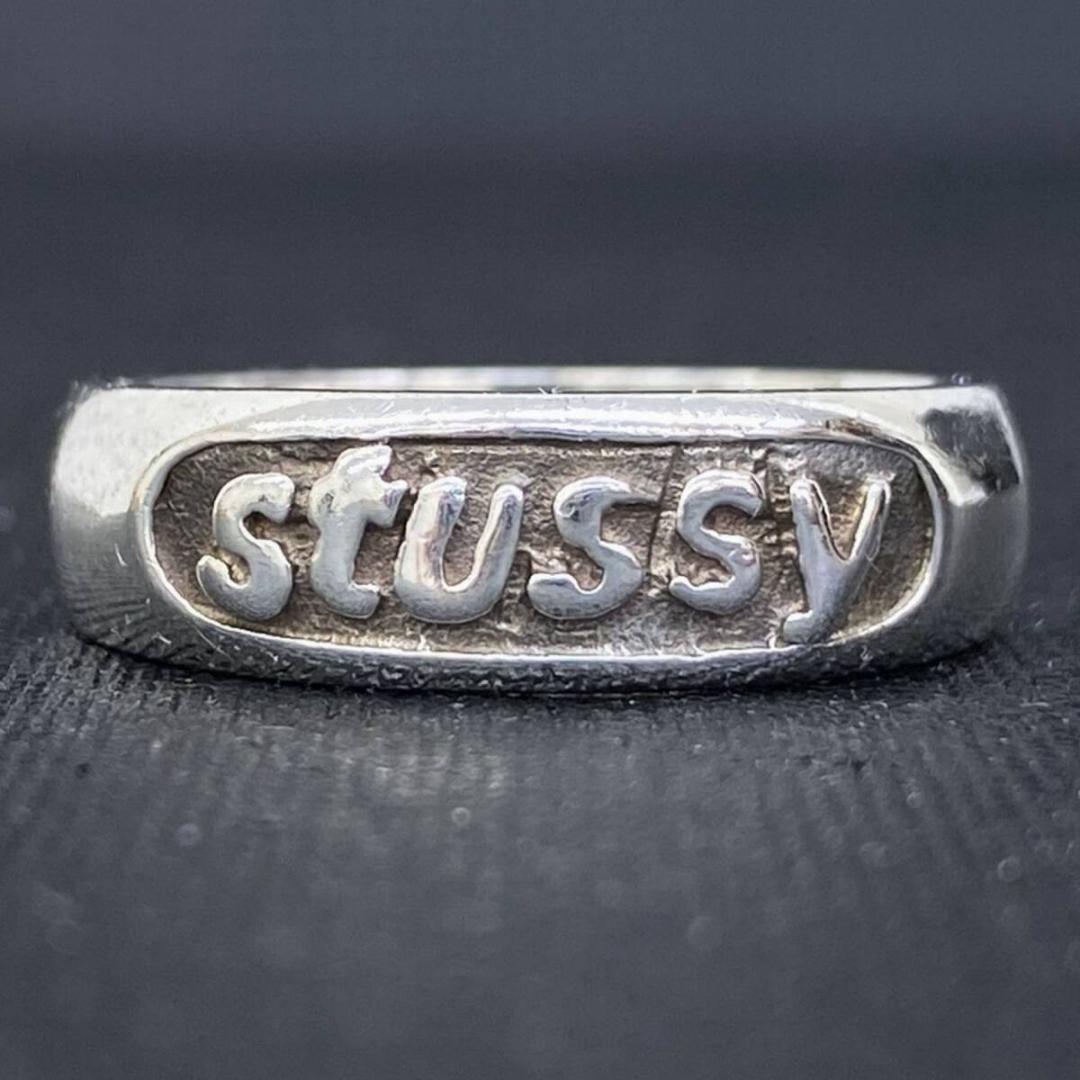 美品 OLD STUSSY 90s シルバー 925 ロゴ リング 18号