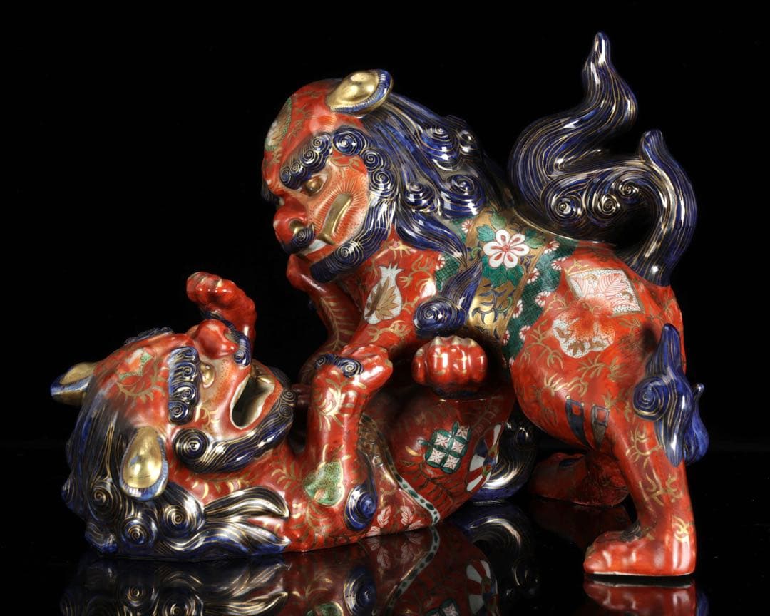 絡み獅子 戯れ獅子 狂い獅子 獅子 置物 縁起物 厄除 魔除 古美術 骨董品