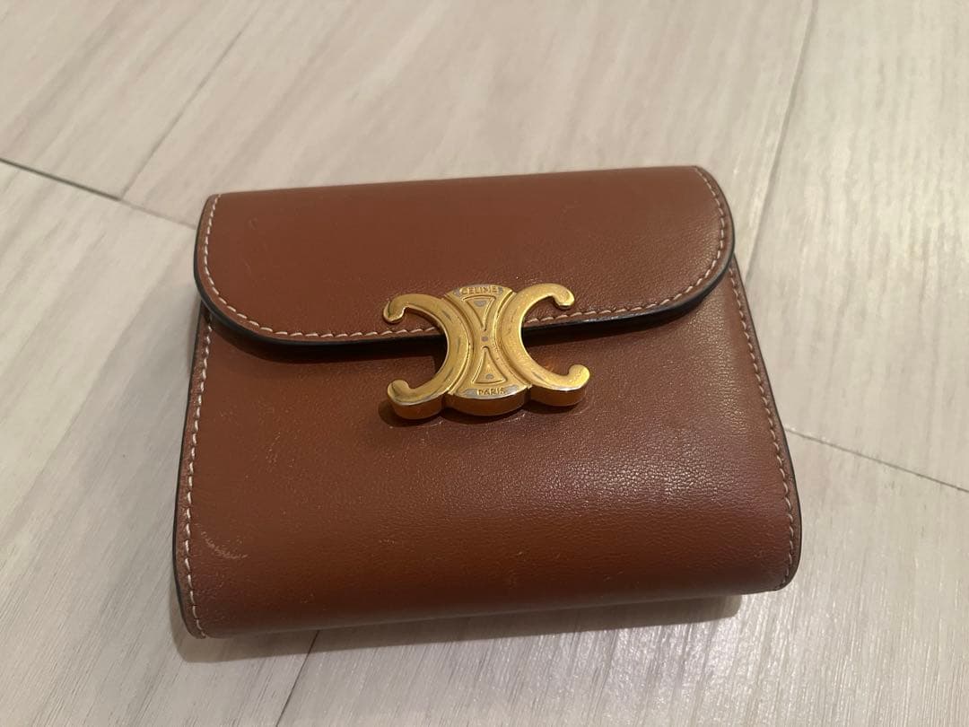 CELINE トリオンフ スモールフラップウォレット 三つ折り ブラウン