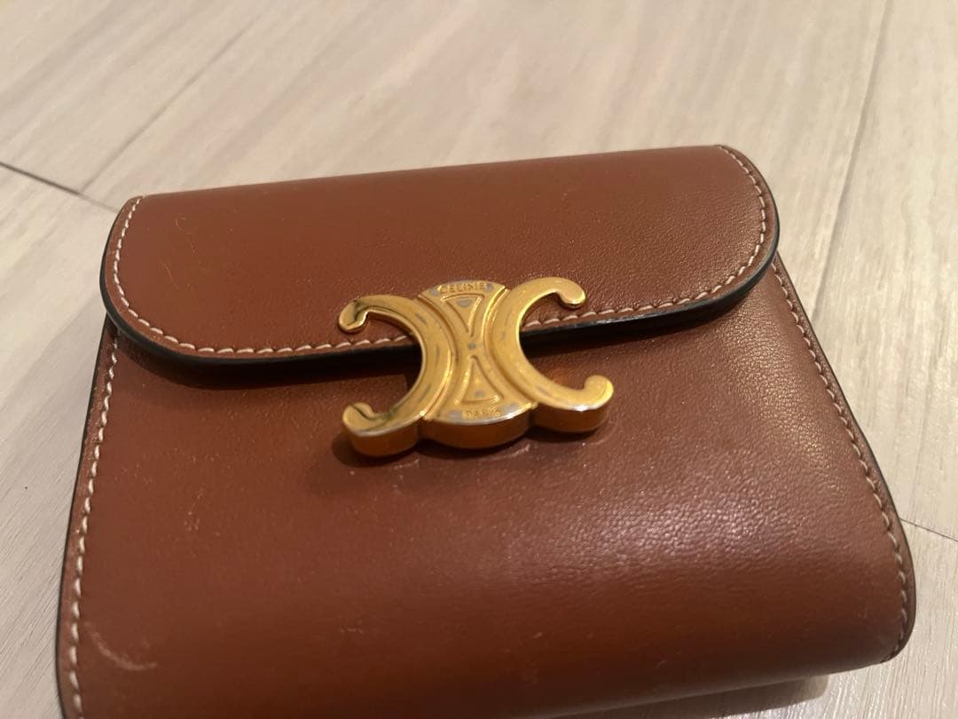 CELINE トリオンフ スモールフラップウォレット 三つ折り ブラウン
