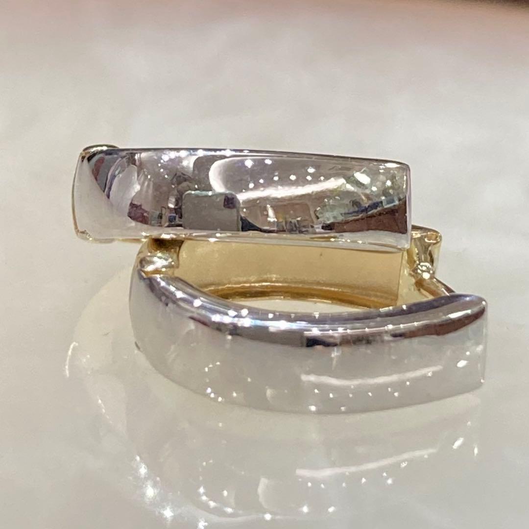 【新品未使用】k10YG k10WG リバーシブル　フープ中折れ式　ピアス