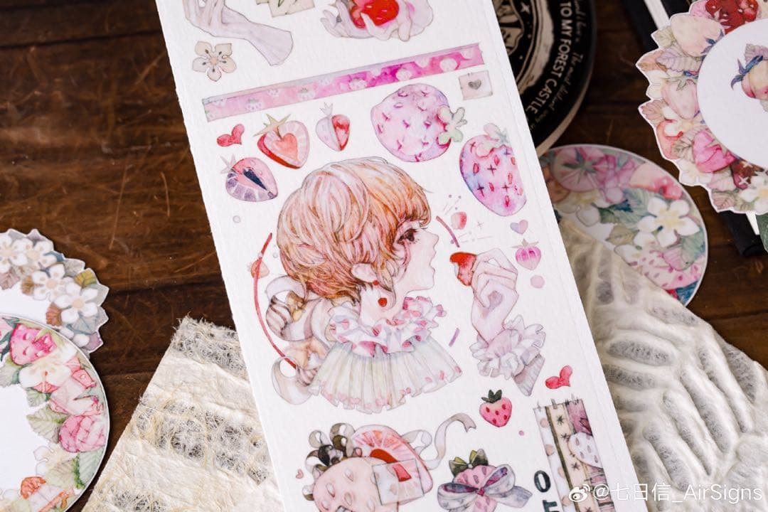 海外マスキングテープ 巻き売り No.240 人物 女の子 いちご 七日信