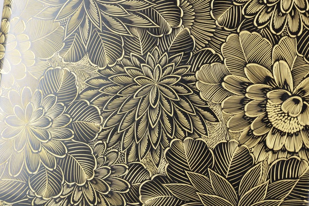 能登輪島塗【涛華堂 八井珠蔵】沈金 花尽図 三段重箱 黒漆 金蒔絵 内朱塗 共箱