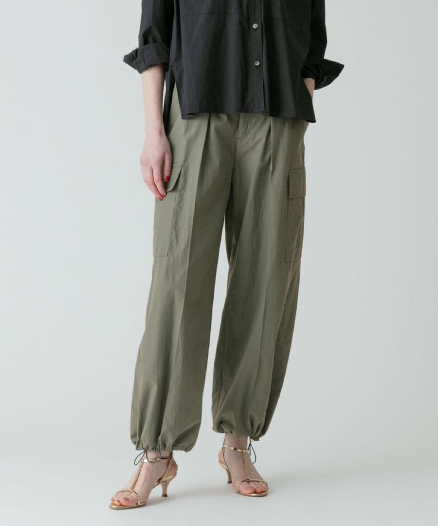 allureville アルアバイル 美品 ワイドカーゴパンツ カーキ