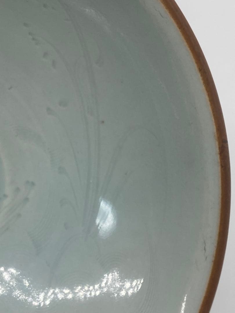 中国　青白磁畫花蓮池鴨紋碗　湖田窯　木箱入　送料込み0111