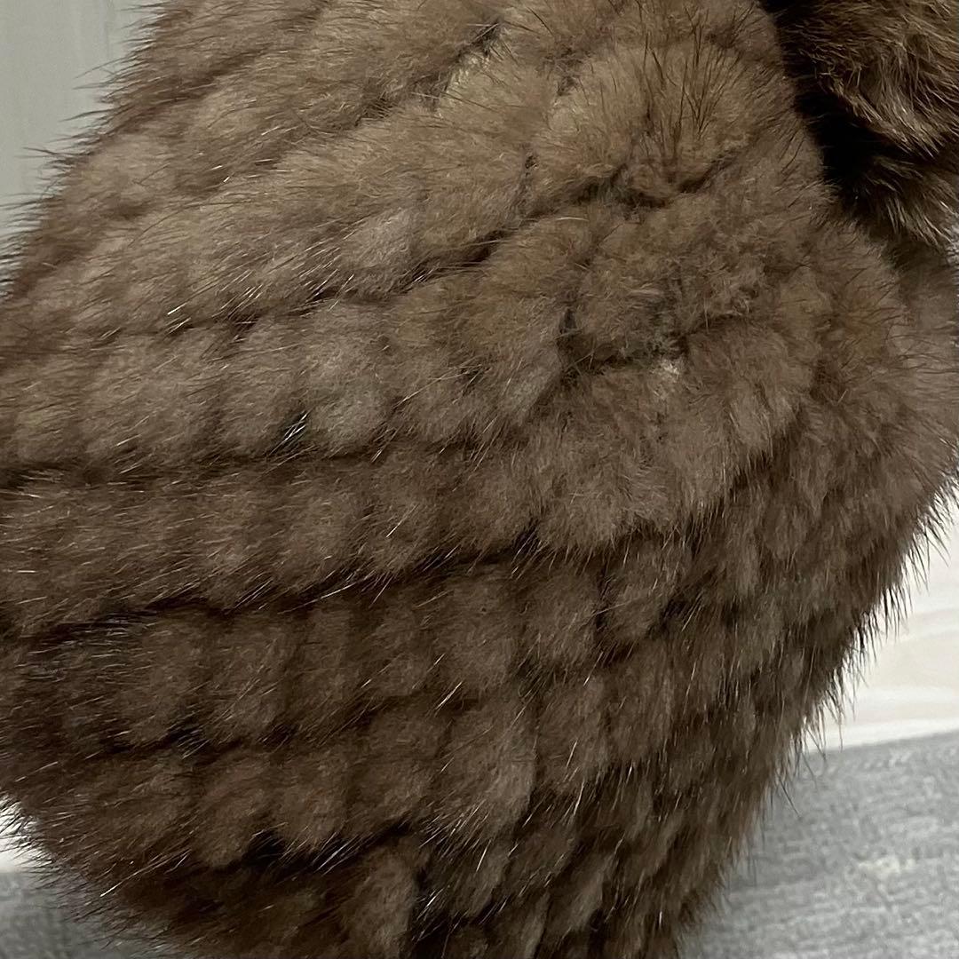 マックスマーラ［23AW］ミンク　フォックス　ニット帽　ぽんぽん　毛皮　ブラウン