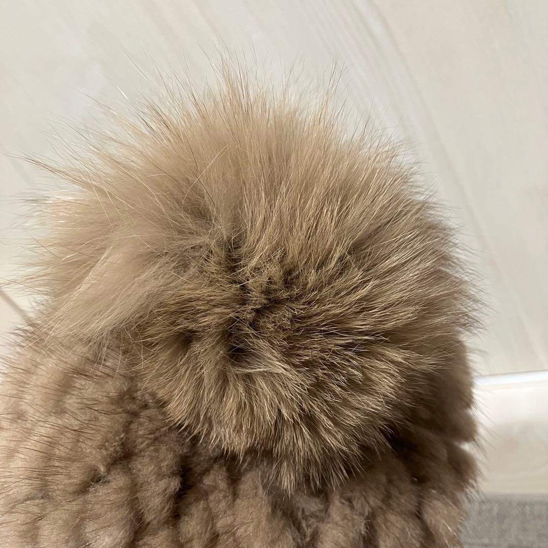 マックスマーラ［23AW］ミンク　フォックス　ニット帽　ぽんぽん　毛皮　ブラウン