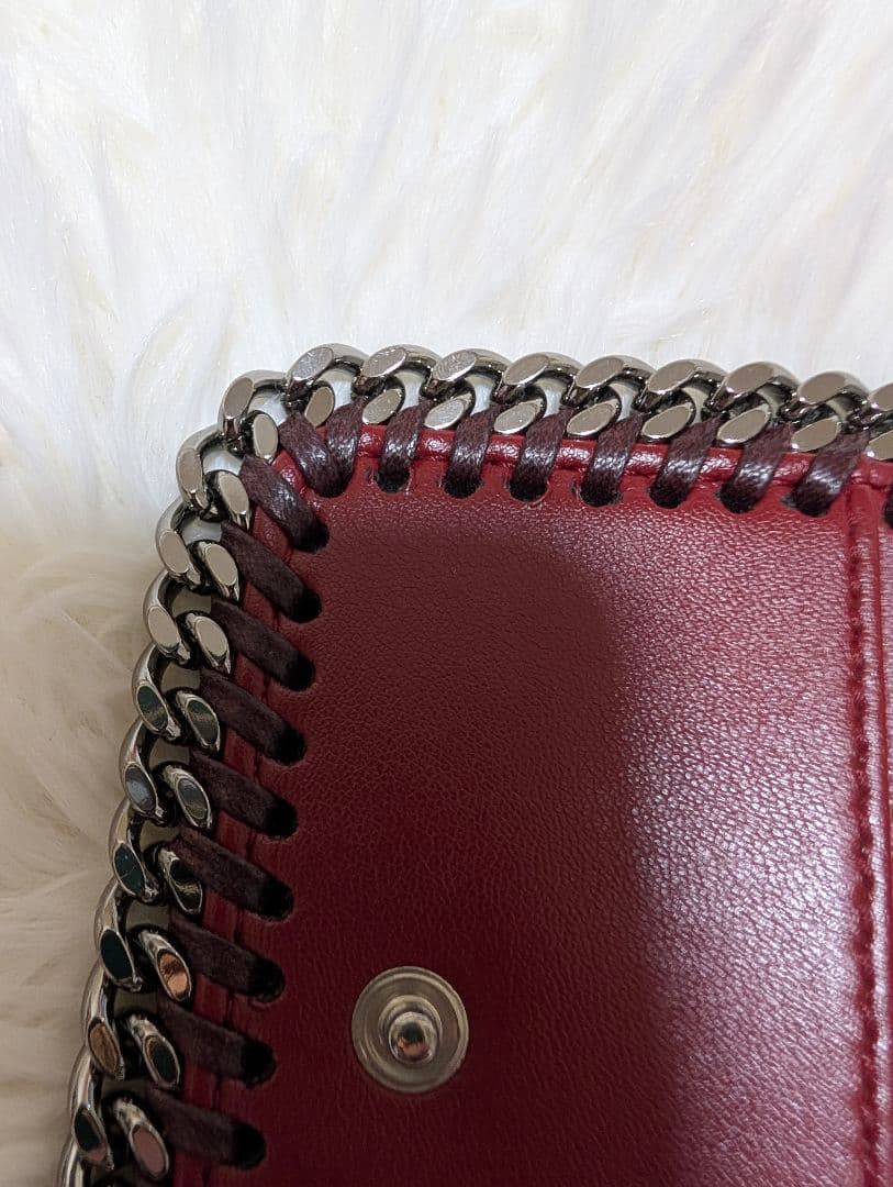 ステラマッカートニー♥️三つ折り財布ファラベラ チェーン 赤 バーガンディ
