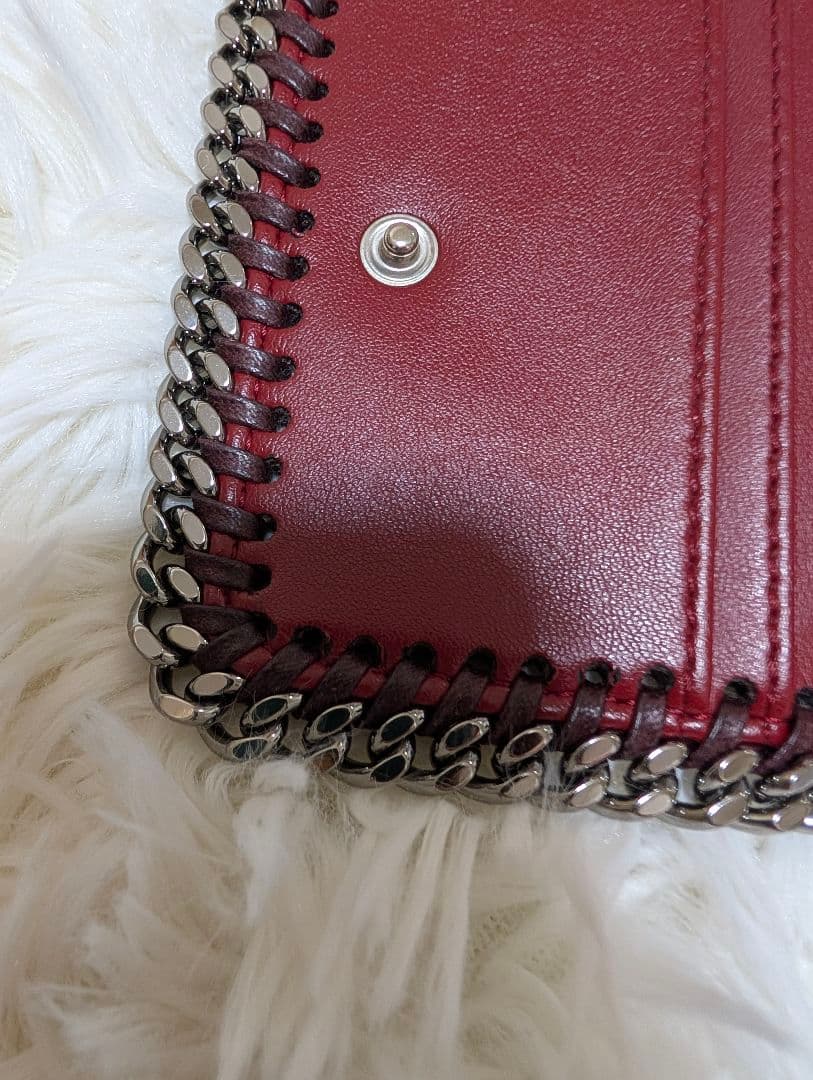 ステラマッカートニー♥️三つ折り財布ファラベラ チェーン 赤 バーガンディ