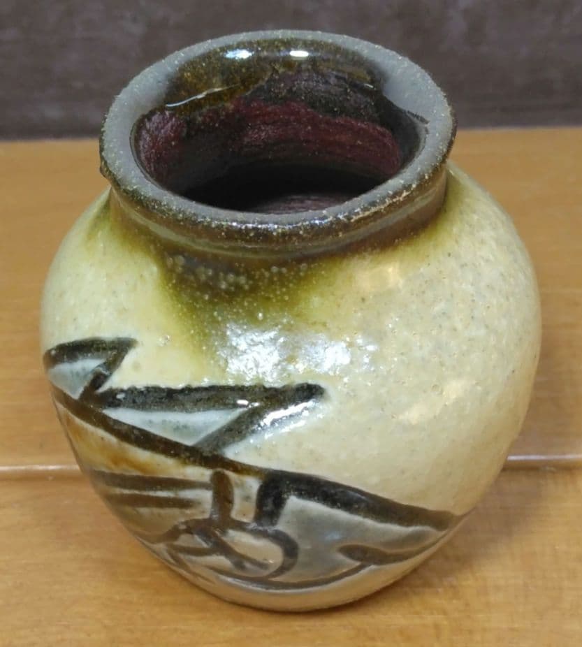 人間国宝 金城次郎 楊立(楊枝立）栞 共箱(本人書付）未使用美品 壷屋焼 壺屋焼