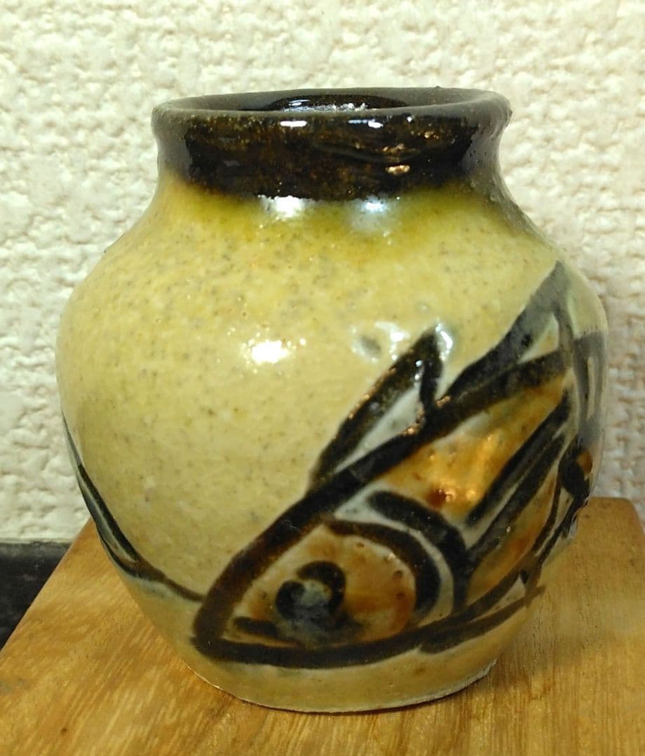 人間国宝 金城次郎 楊立(楊枝立）栞 共箱(本人書付）未使用美品 壷屋焼 壺屋焼