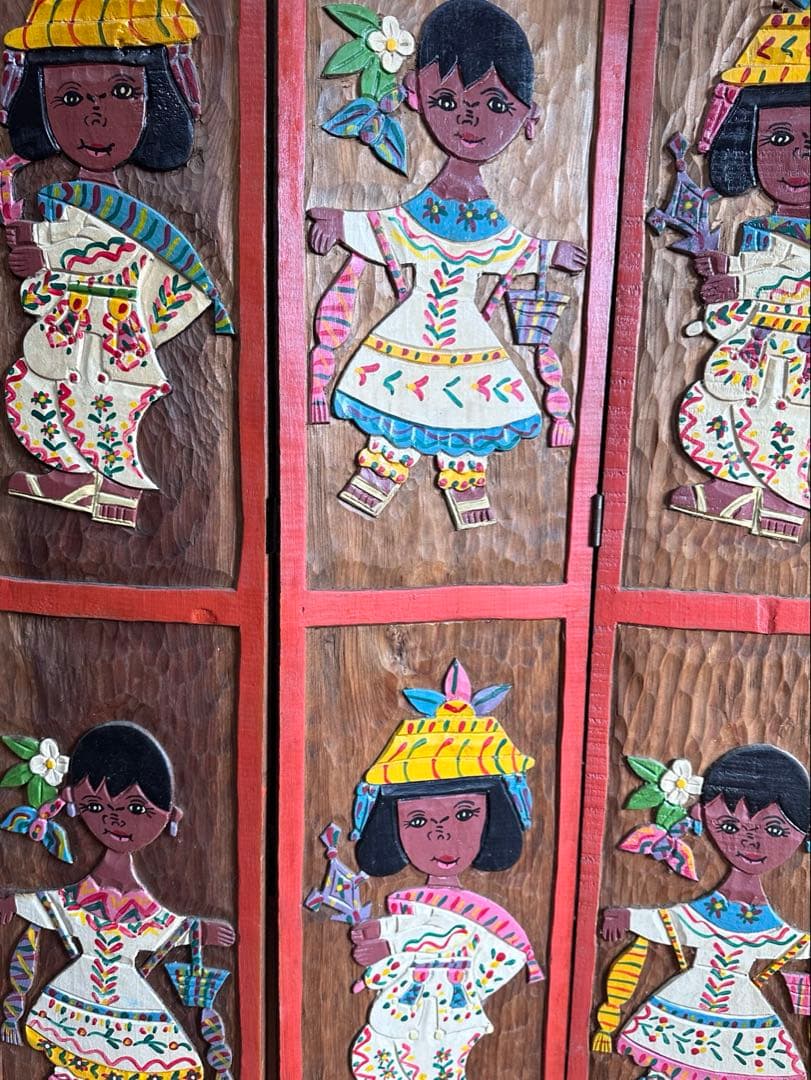 木製 手彫り パーテーション 衝立 海外製 メキシコ ヴィンテージ インテリア