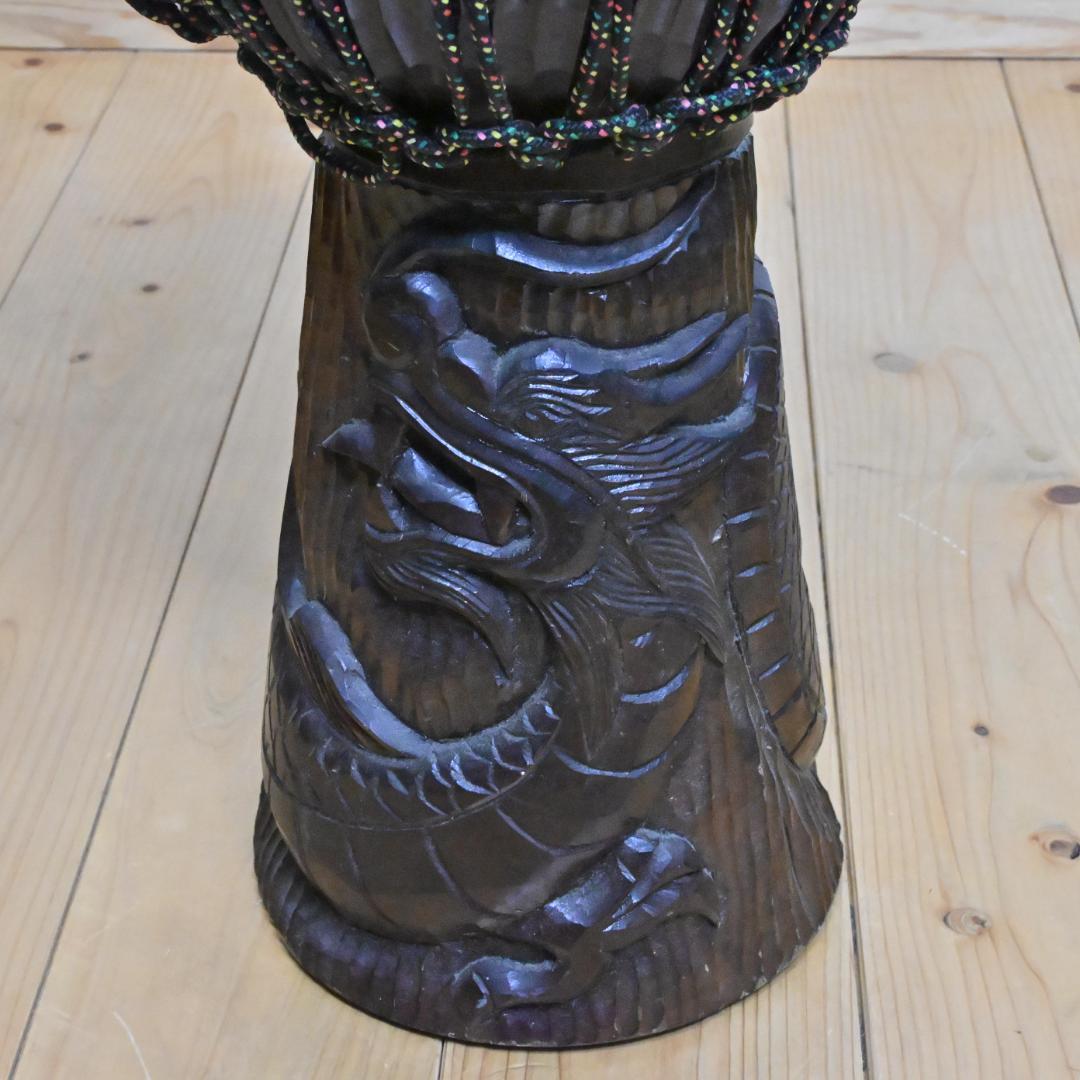 【新品同様】50cm大型サイズ「ジャンベ」龍の彫刻 バリ製・アフリカ太鼓(美品)