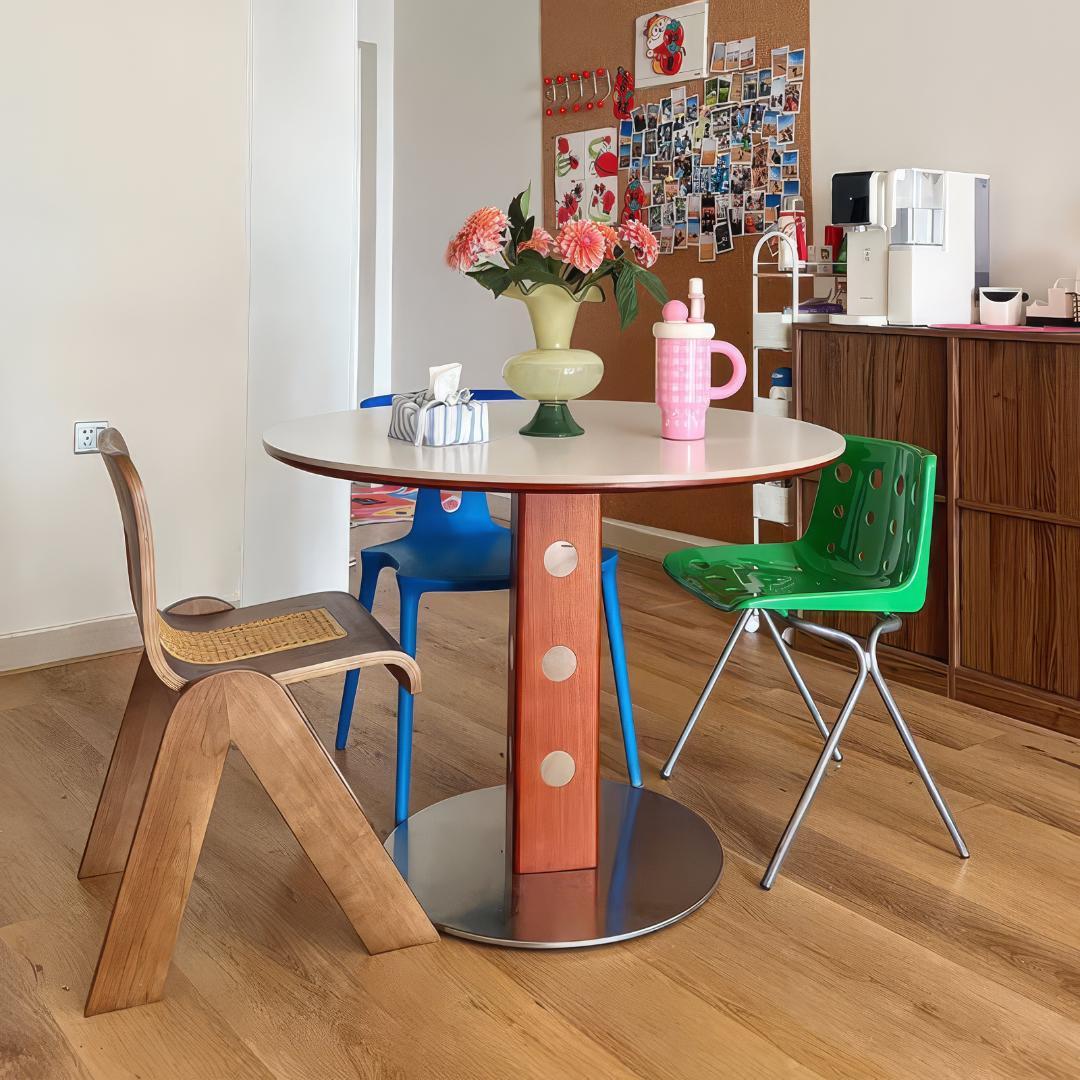 新品 ミッドセンチュリー モダンラウンドデスク テーブル ホワイト ポストモダン