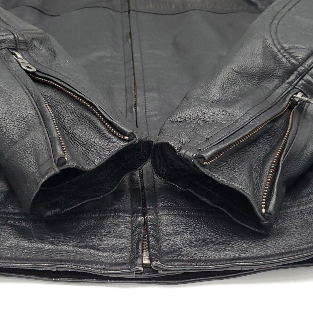 ビッグロゴ刺繍◆ハーレーダビッドソン◆L位レザーライダースジャケット黒 1055