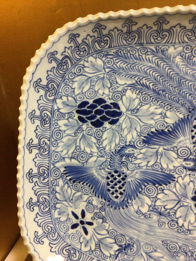 古伊万里 四角皿 幅約28.3センチ 木箱付き