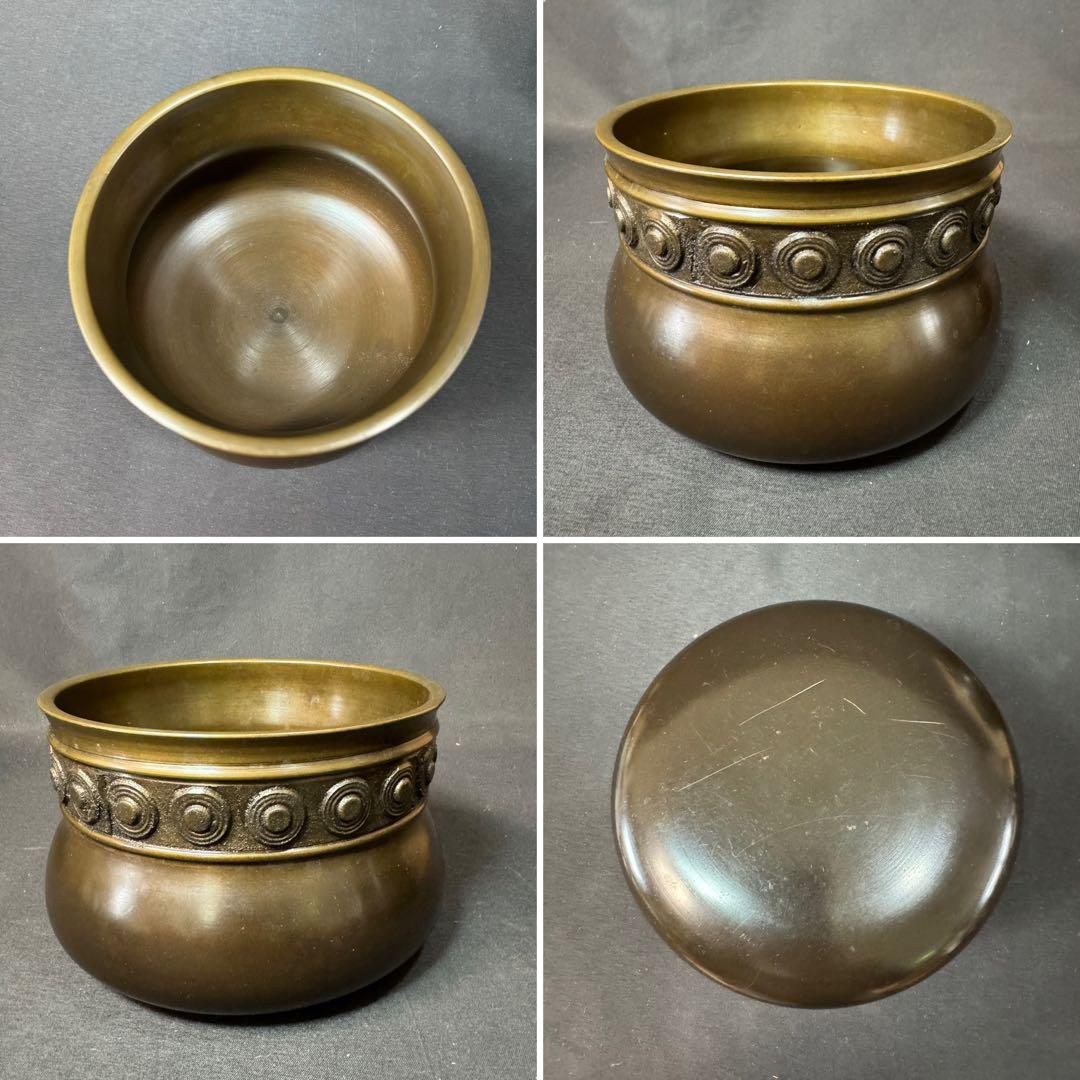 E964 送料無料　唐銅皆具　建水　尺立　水指　茶道具　蓋置 共箱　口糸目