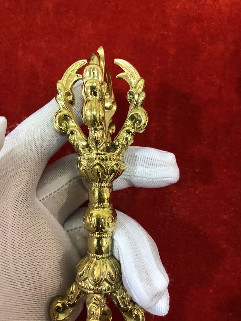 【修縁堂】仏教法器 五鈷杵 金剛杵 密教法具 真鍮製 vajra 10cm