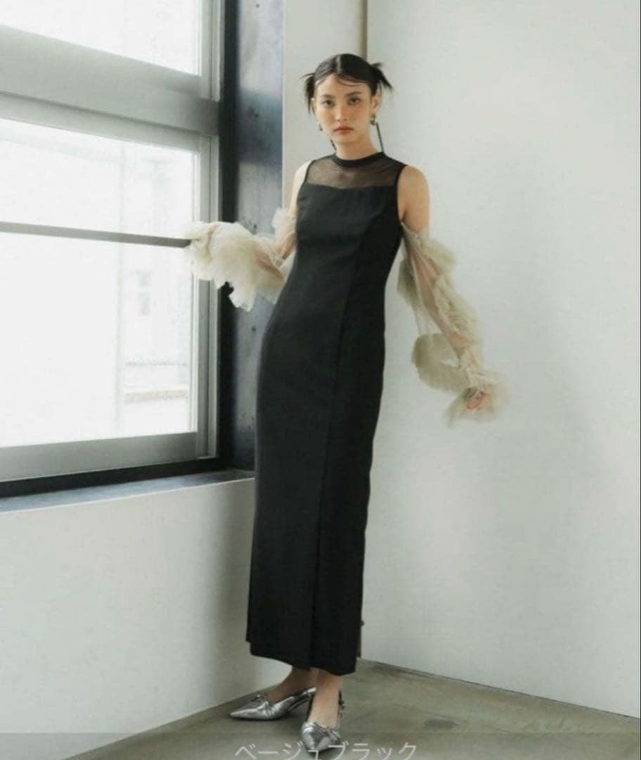 ANDRESD チュールフリルスリーブオケージョンドレス