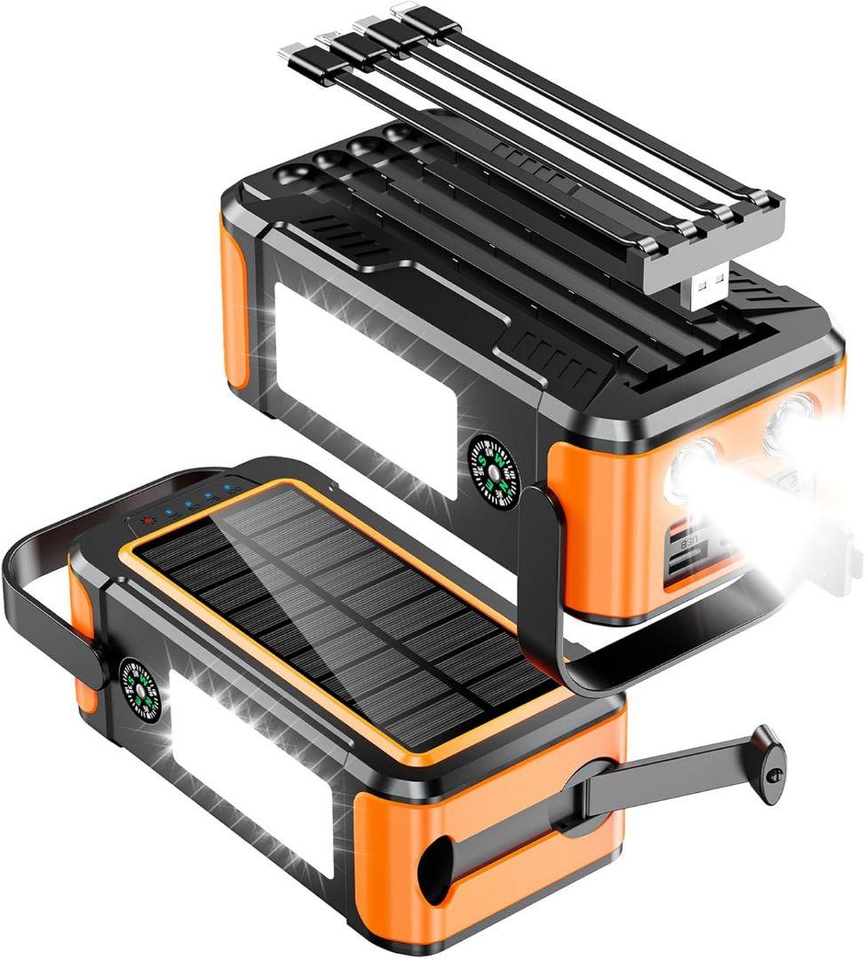 【2025新モデル】大容量 80000mAh手回し充電 急速ソーラー充電器×2台