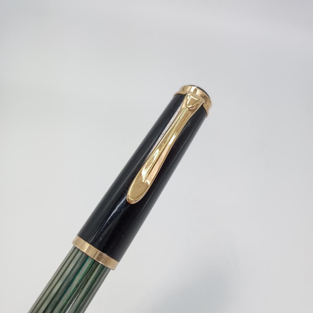 ペリカン pelican 万年筆 585 14KARAT 緑縞 ゴールド 14金