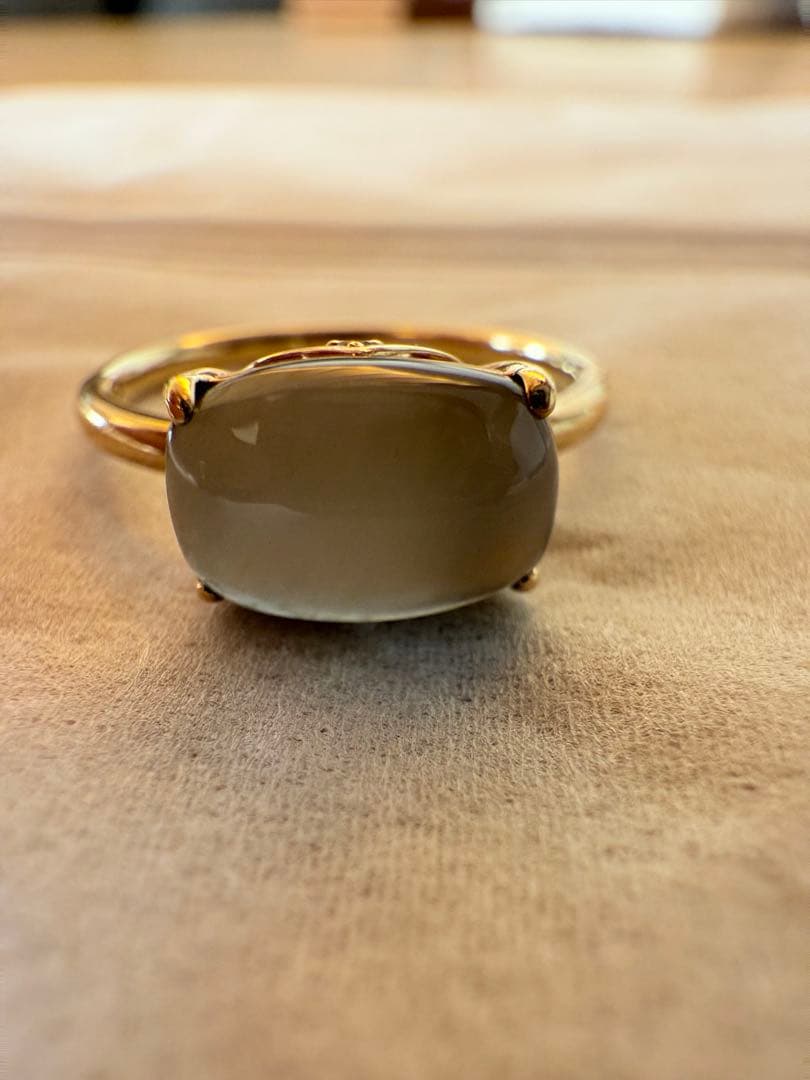 TSUTSUMI K10YG グレームーンストーン リング 9号 ダイヤ 極美品