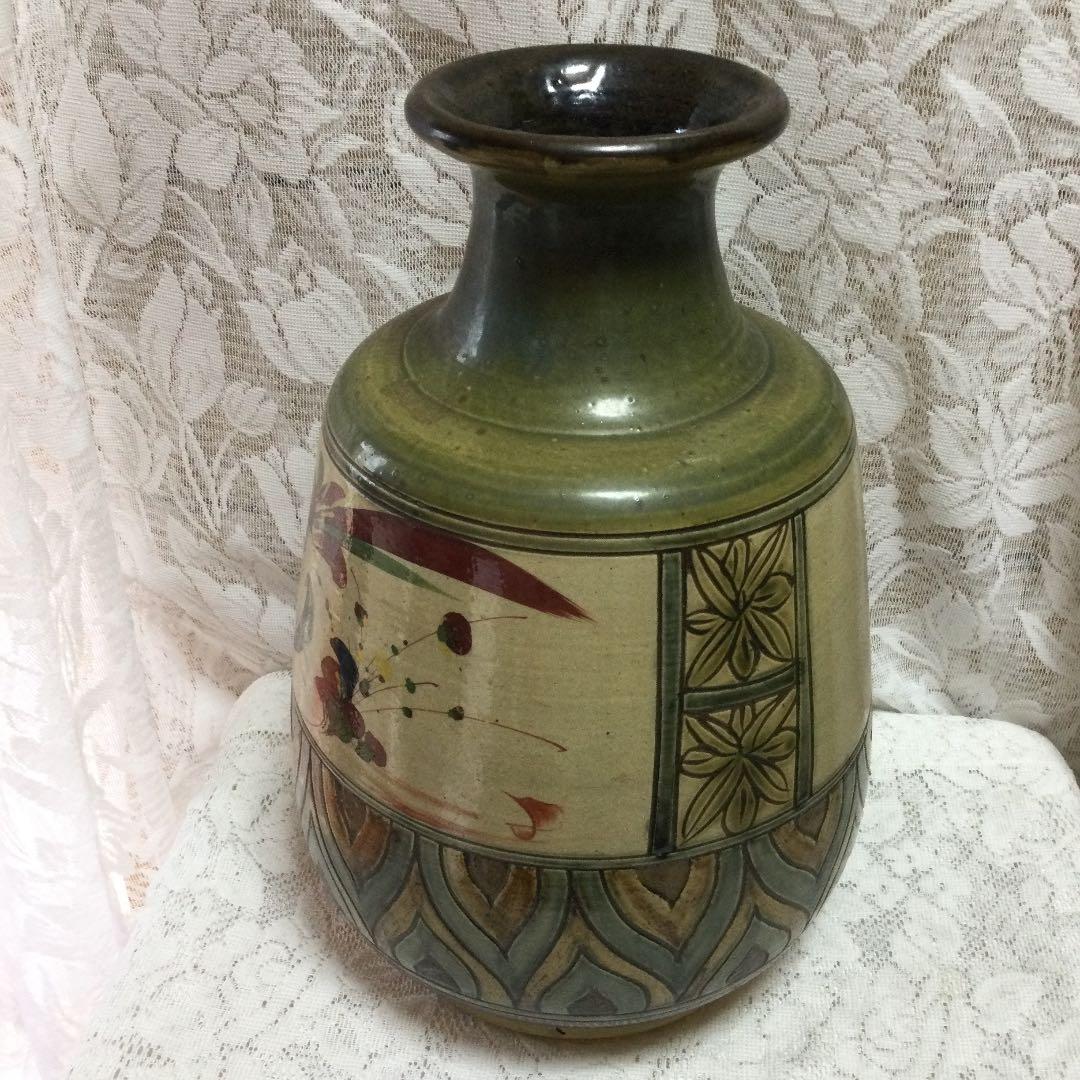 【壺屋焼】やちむん　人間国宝「金城次郎」の甥「金城敏勝」　花瓶・壺