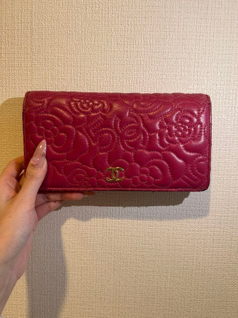 CHANEL 【正規品】二つ折り財布 ピンク 花柄