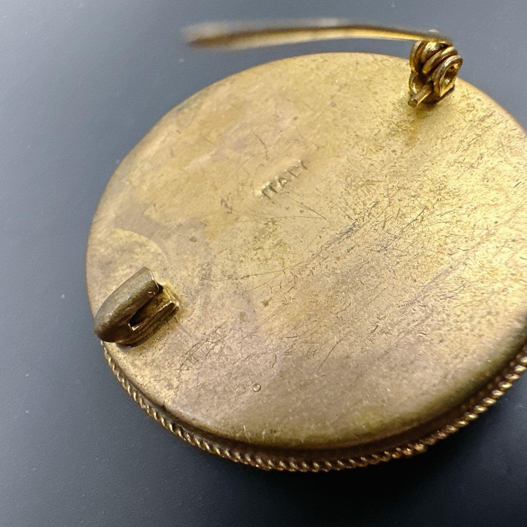 【vintage】イタリア製　マイクロモザイク　ブローチ　フラワー　微細デザイン