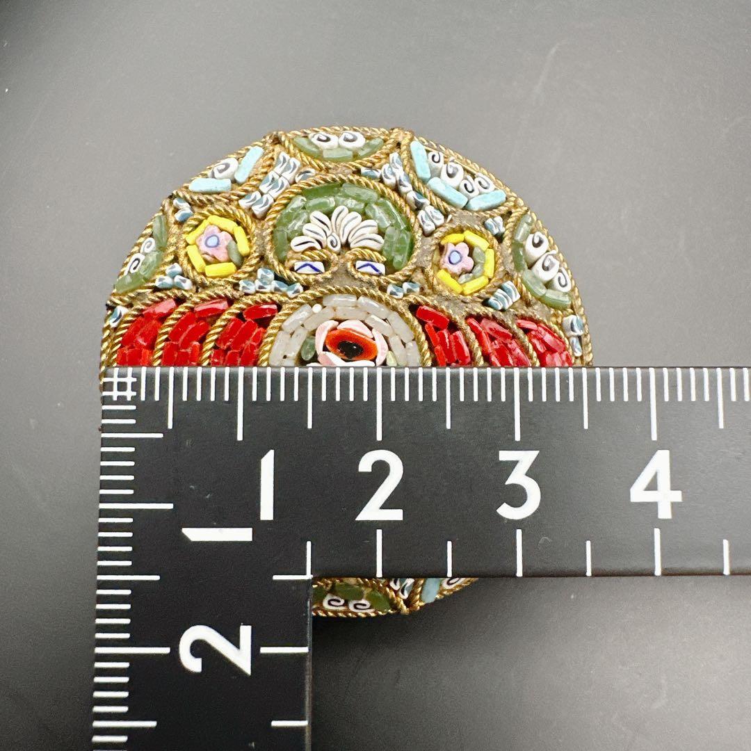 【vintage】イタリア製　マイクロモザイク　ブローチ　フラワー　微細デザイン