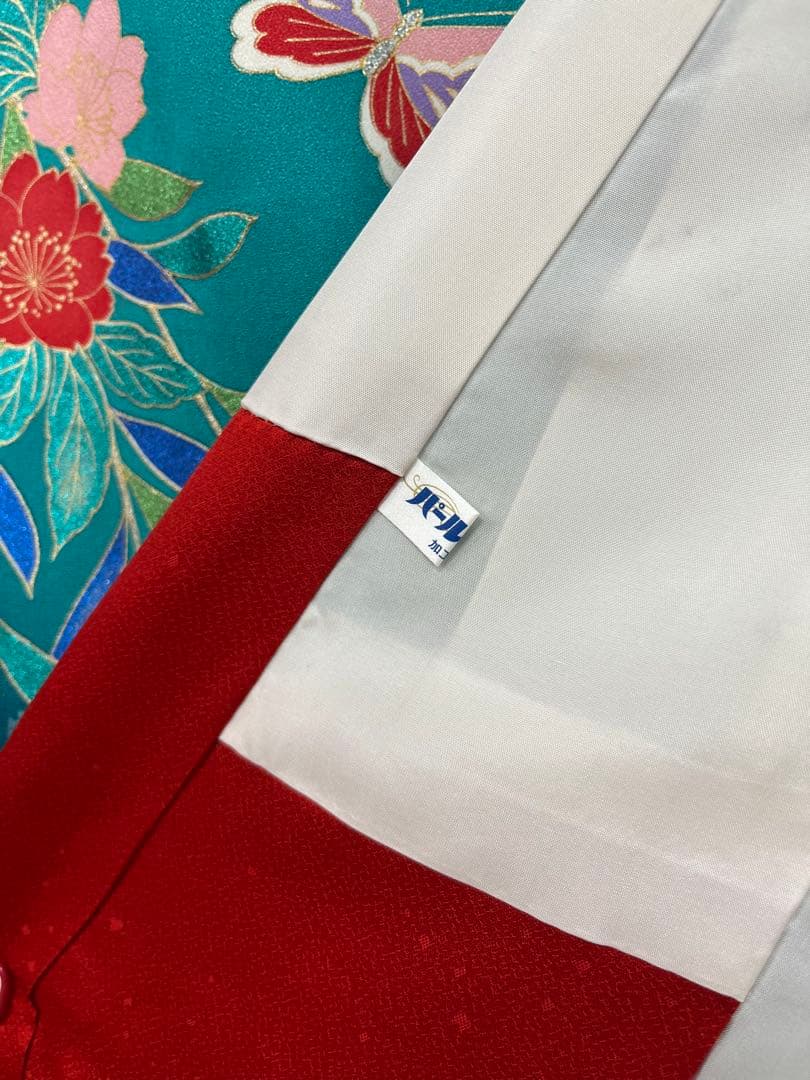 中古　※B品　振袖　仕立て上がり　グリーン　緑　色ヤケあり　B14