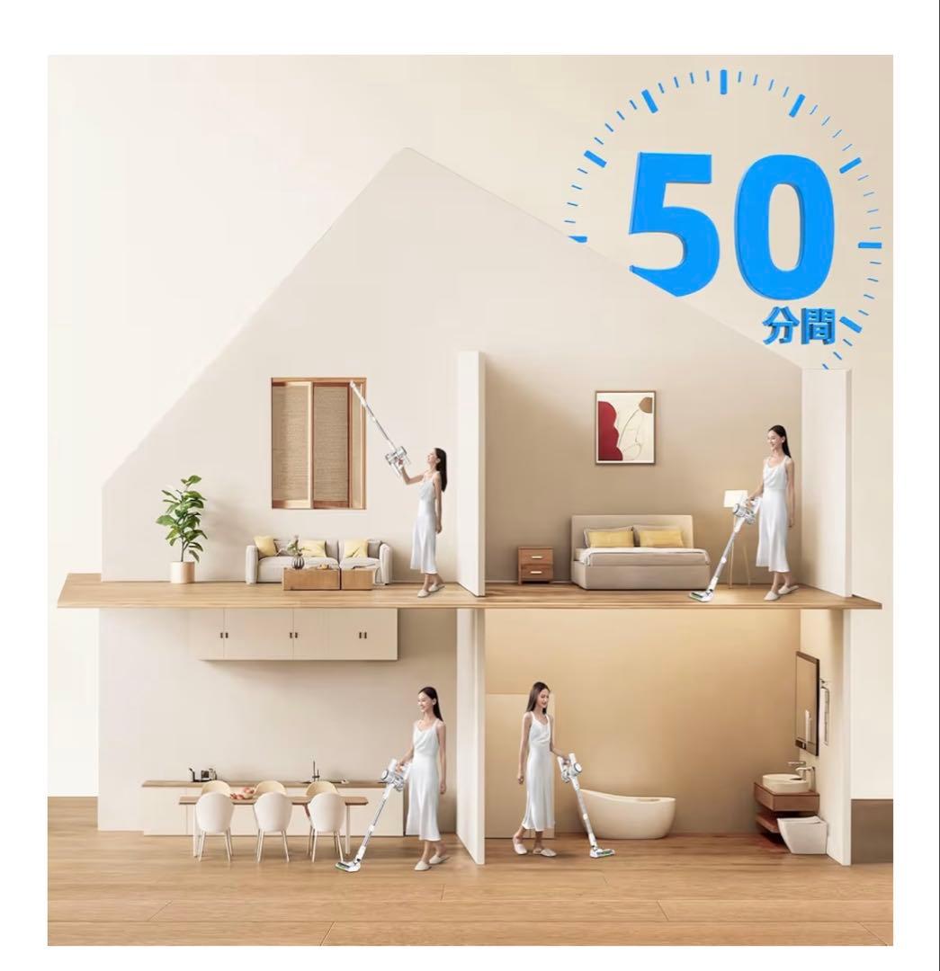 掃除機　コードレス 65Kpa超強力吸引　 50分連続稼働 LEDライト低騒音