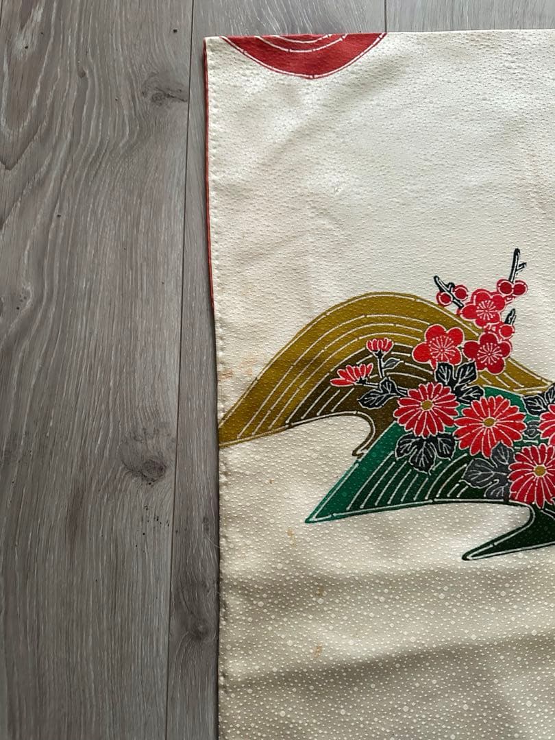 【未使用級】鹿の子地紋 振袖 扇面吉祥花文様 暈し八掛 成人式 卒業式