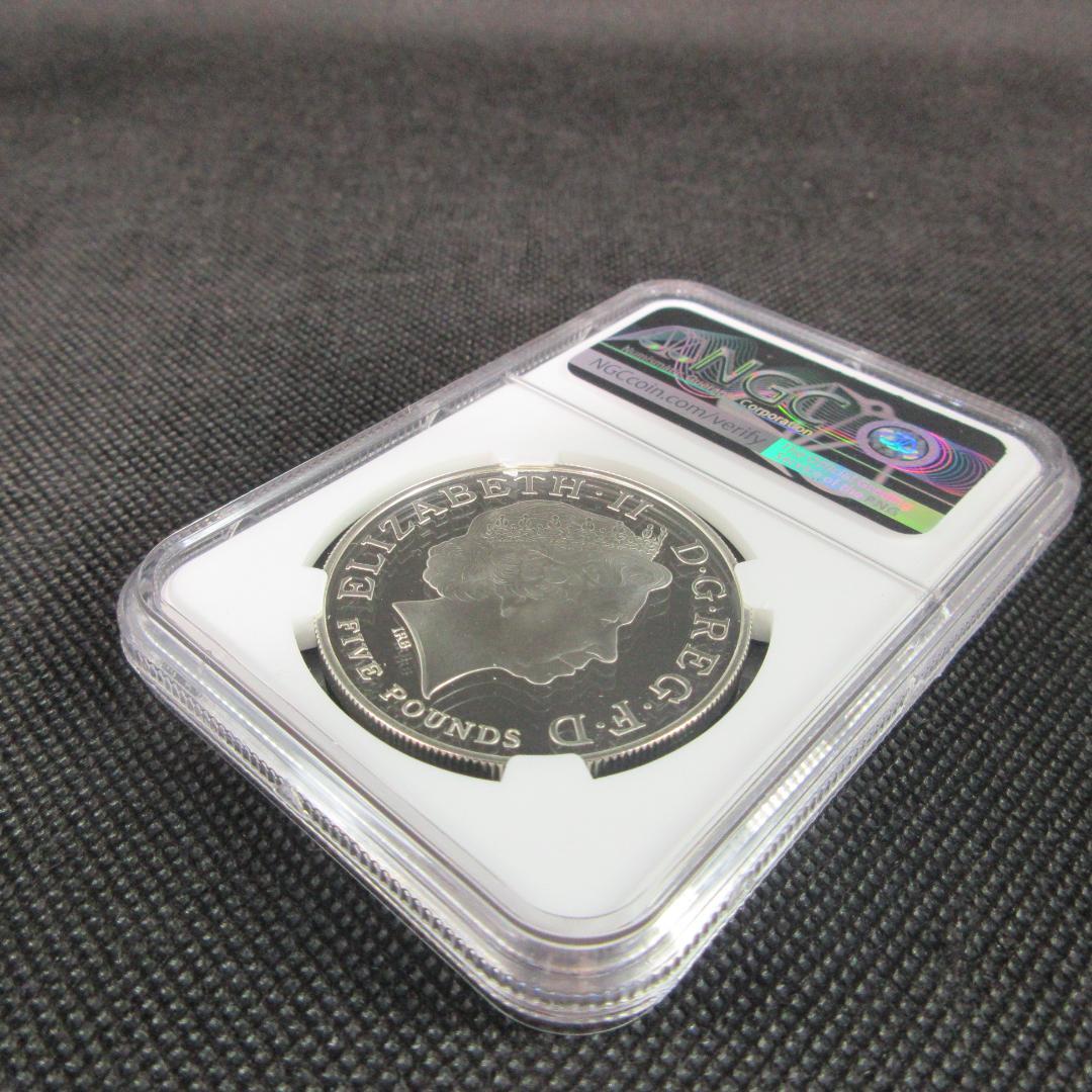 2004 イギリス 英仏協商 エリザベス2世 5ポンド銀貨 NGC 