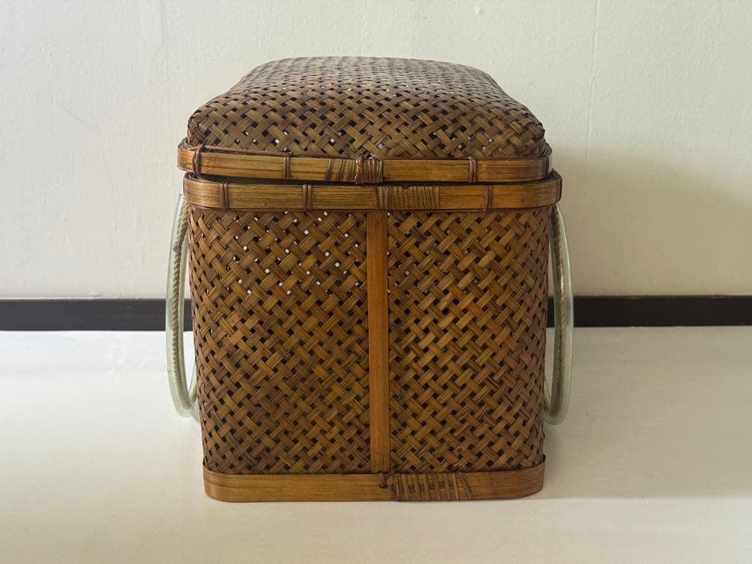 ヴィンテージ 民藝 竹細工 竹籠 バスケット 籠 行商 ハンドル 工芸品