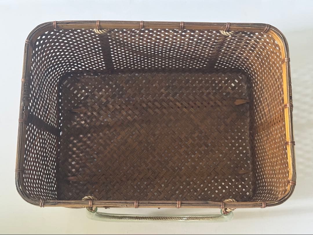 ヴィンテージ 民藝 竹細工 竹籠 バスケット 籠 行商 ハンドル 工芸品