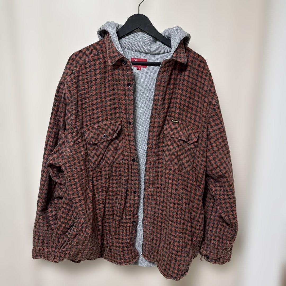 ジャケット・アウター Supreme Houndstooth Flannel Hooded Shirt