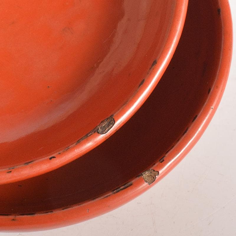 古民具　根来塗　時代根来　朱塗　酒盃　五客　時代合わせ箱　D　R7545