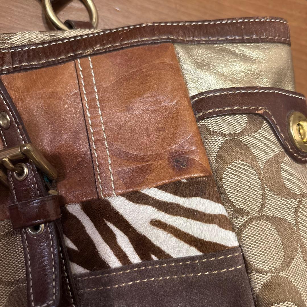 希少⭐︎Coach パッチワーク トートバッグ　異素材
